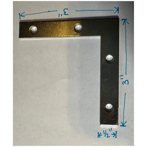 50 pcs New 3"x3" Flat Corner L Brackets, Right Angle Braces With 200 Screws - Picture 2 of 3
